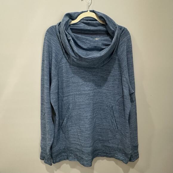 NWT LL Bean Cozy 1X Funnel Neck Pullover Marked Blue NWT Thumb holes - Picture 1 of 11